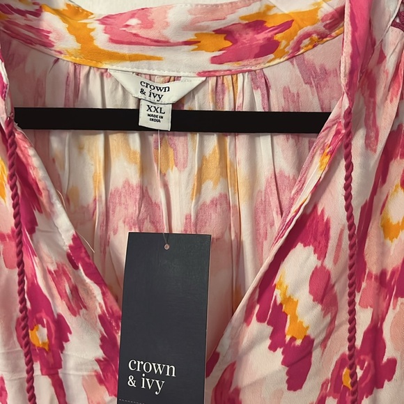 NWT Crown & Ivy Pink Peasant Dress XXL - Picture 2 of 4